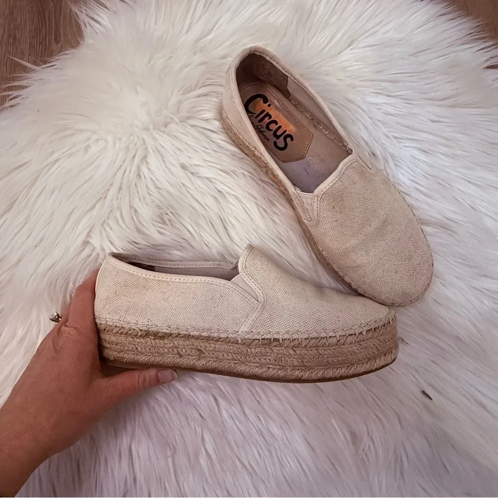 Sam Edelman Circus Canvas Slip-On Espadrilles in Light Beige - Size 8.5